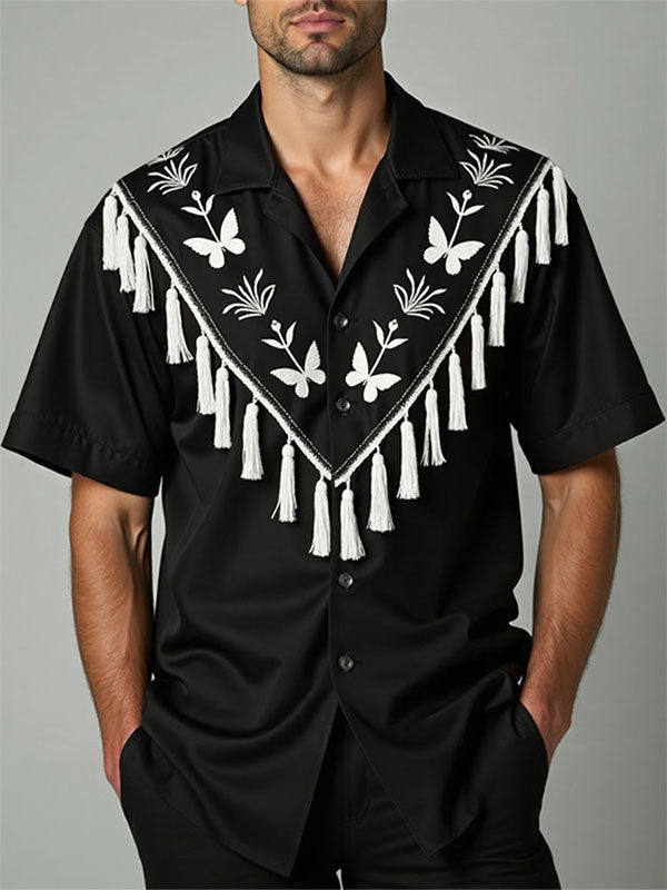 Mens Fringe Panel Short Sleeve Shirt SKUL07803