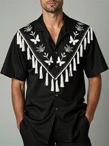 Mens Fringe Panel Short Sleeve Shirt SKUL07803
