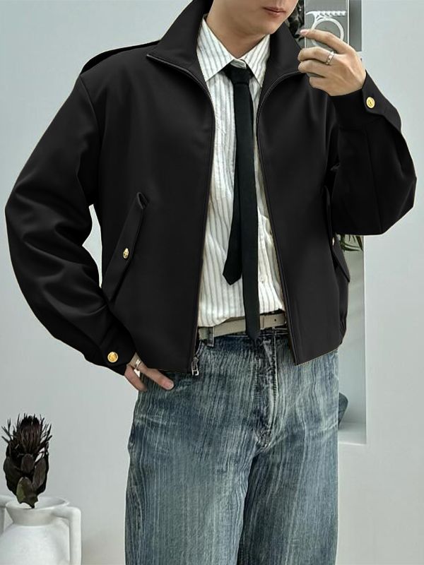 Men's Solid Color Loose Long Sleeve Jacket SKUL42537