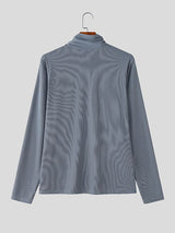 Men's Solid Color Textured Knit Long Sleeve Sweater SKUL49860