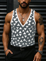 Mens Geometric Colorblock Pattern Casual Tank SKUL15015