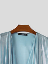 Men's Futuristic Disco Metallic Foil Deep V-Neck Cowl Neck Sleeveless Tank SKUL63145