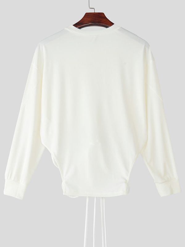 Men's Cross Tie Hollow Out Long Sleeve T-Shirt SKUL29568