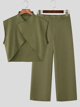 Men's Solid Deconstructed Cropped Two Pieces Outfit SKUL32833