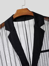 Men's Sheer Mesh Stripe Casual Waistcoat SKUL19022