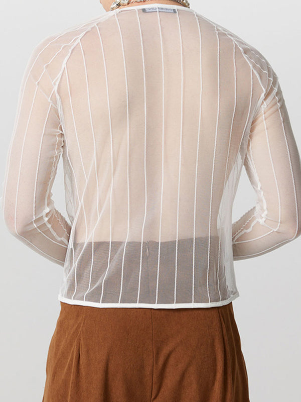 Mens Sheer Mesh Long Sleeve T-Shirt SKUK94774