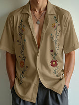 Mens Floral Print Casual Short-Sleeve Shirt SKUL07587