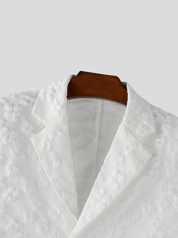 Men's Jacquard Texture Cropped Long Sleeve Blazer SKUL25814