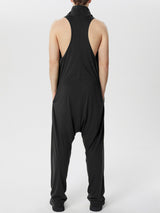 Mens Solid Cowl Neck Sleeveless Jumpsuit SKUK55976