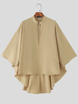 Men's Solid Color Stand Collar 3/4 Length Sleeve Shirt SKUL41045