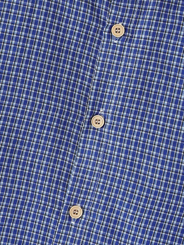 Men's High Street Casual Plaid Boxy Cropped Short Sleeve Shirt SKUL74586
