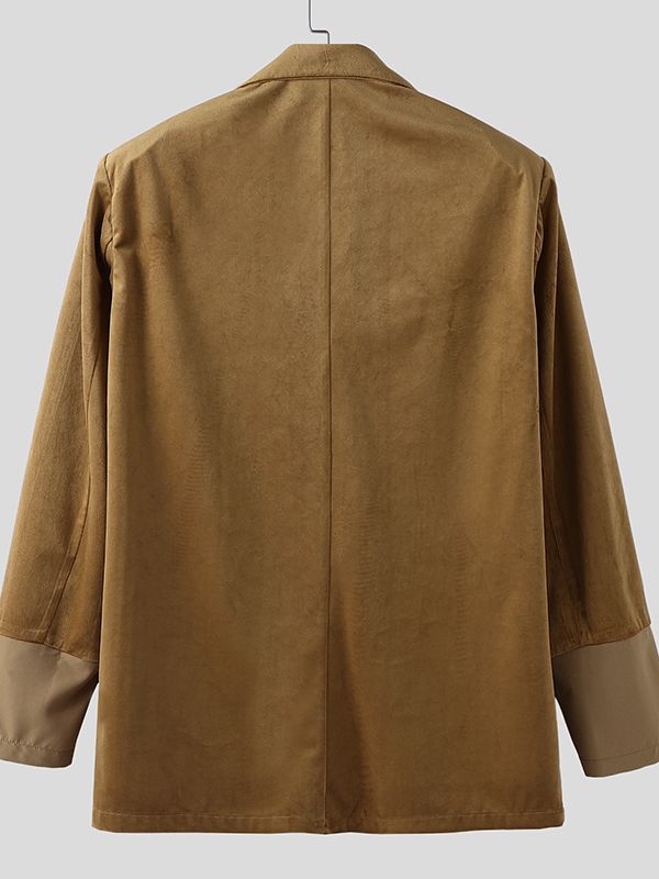 Men's Velvet Patchwork Color Block Long Sleeve Blazer SKUL36350