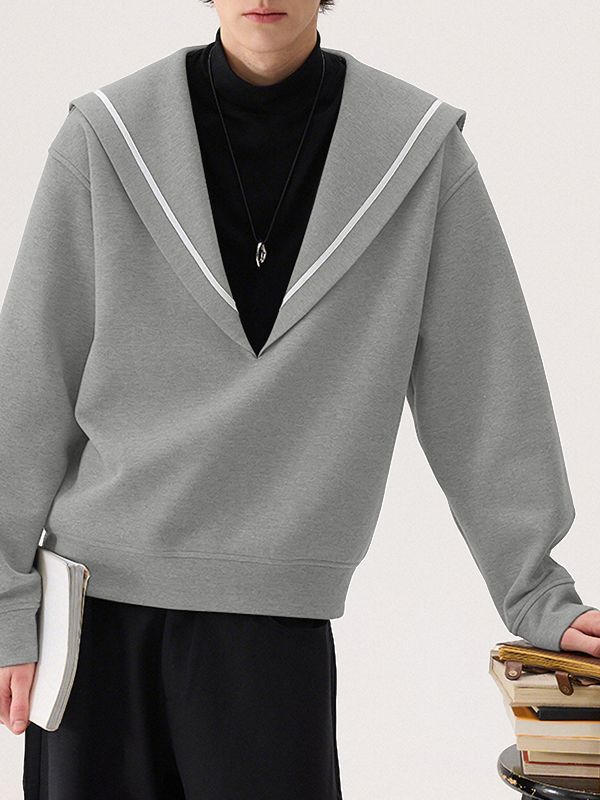 Men's Casual Sailor Collar Long Sleeve Shirt SKUL47803