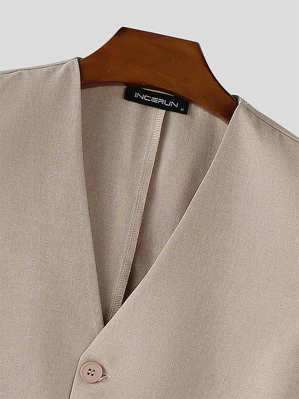 Men's Solid Color Casual Two Pieces Outfit SKUL24989