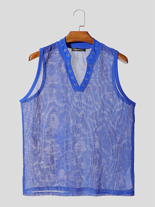 Mens Sheer Mesh Hollow-Out Casual Tank SKUL10588