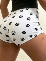 Men's Playful Paw Print High-Stretch Booty Short SKUL75691