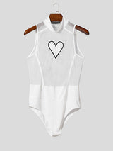 Men's Heart Print Sheer Casual Bodysuit SKUL13990