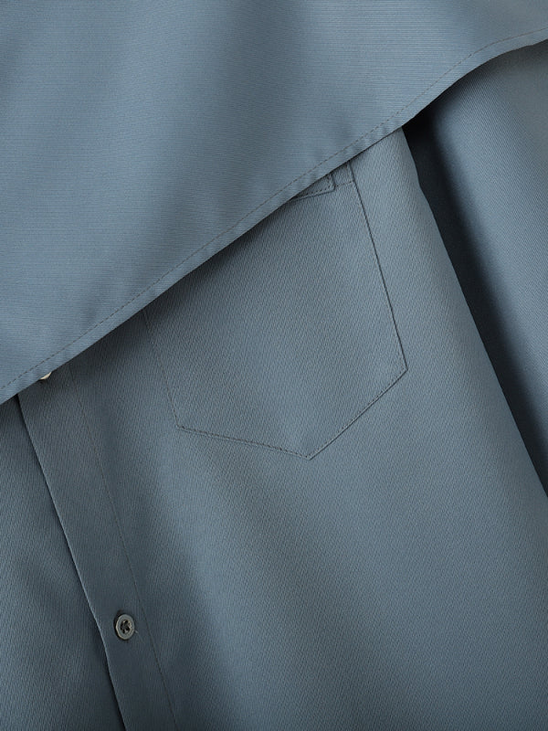 Mens Plain Tie-Neck Short-Sleeve Shirt SKUL27358