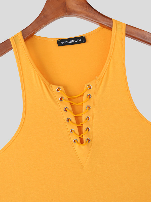 Men's Solid Color Slim Fit Casual Tank SKUL22111