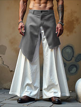 Mens Faux Two-Piece Patchwork Casual Pant SKUL16862