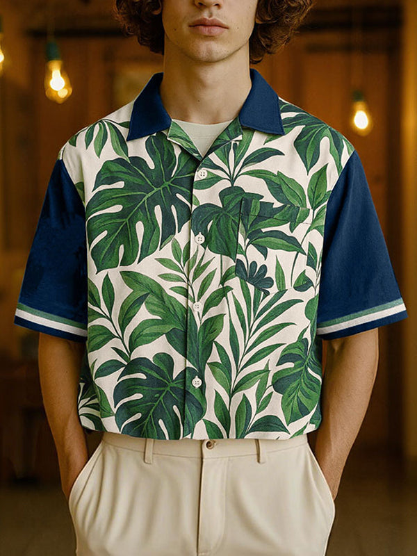 Mens Plant Print Short Sleeve Shirt SKUL12888