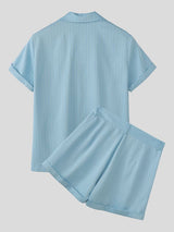 Men's Striped Short Sleeve Casual Two Pieces Outfit SKUL52640
