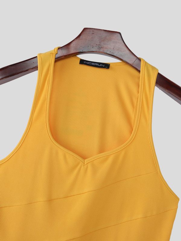Men's Solid Color Textured Casual Tank SKUL54421