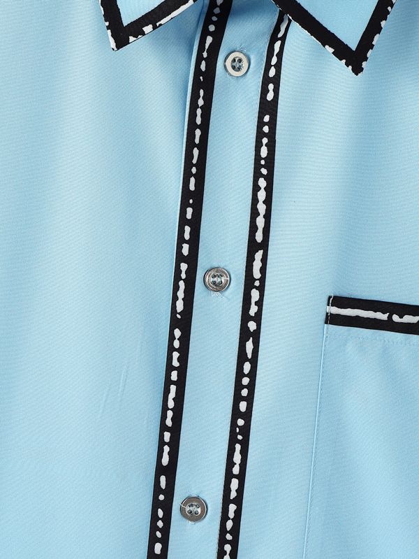 Men's Color Block Trim Short Sleeve Shirt SKUL35053