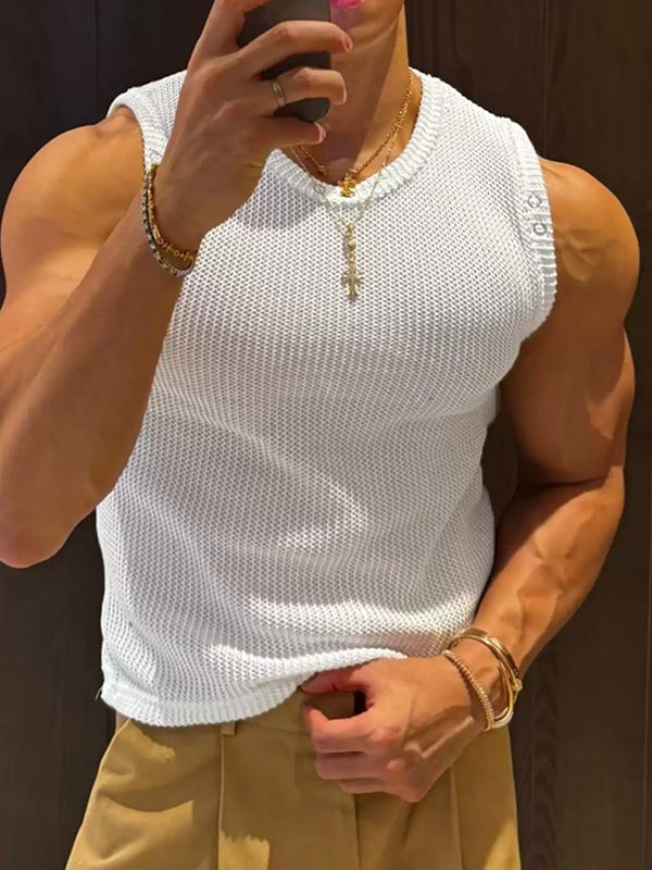 Men's American Vintage High-Street Waffle-Knit Fitted Muscle Tank SKUL71396