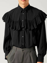 Mens Ruffle Detail Long Sleeve Shirt SKUK78589