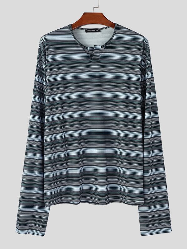 Men's Casual Striped Long Sleeve T-Shirt SKUL36396
