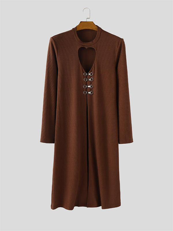 Men's Heart Hollow Textured Long Sleeve T-Shirt SKUL28401