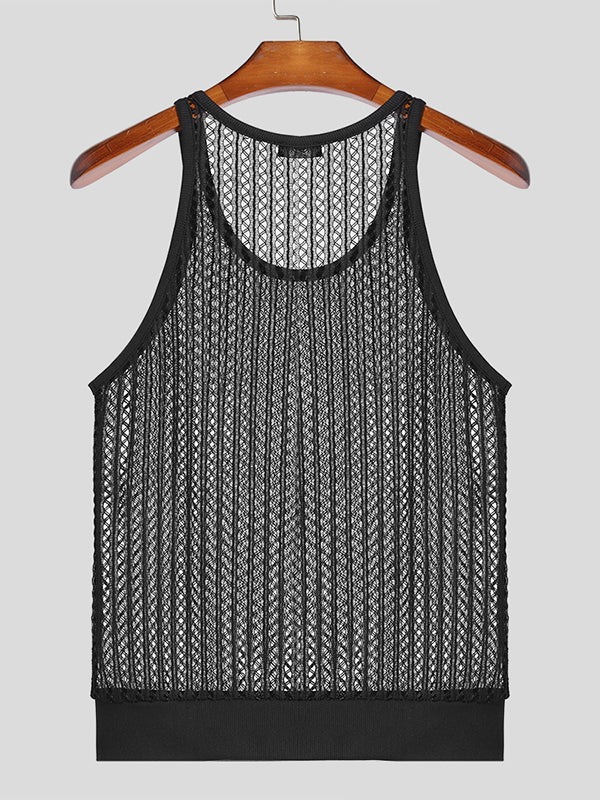 Mens Mesh Hollow Out Sleeveless Vest SKUK48534