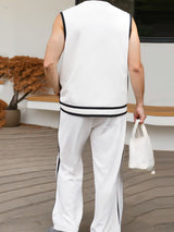 Mens Bold Stripe Color-Block Two Pieces Outfit SKUL15588