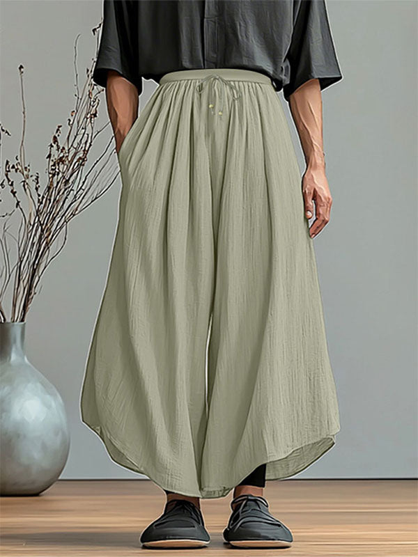 Mens Solid Color Loose Textured Casual Pant SKUL15573