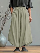 Mens Solid Color Loose Textured Casual Pant SKUL15573