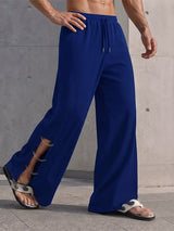 Men's Urban Streetwear City Walk Side Cutout Chain Drawstring Baggy Pant SKUL85216