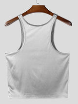 Men's Solid Color Glossy Cropped Tank SKUL50525