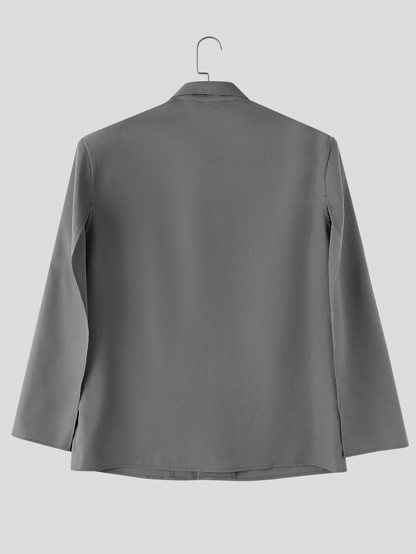 Men's High-Street Avant-Garde Deconstructed Cape Sleeve Stand-Collar Shirt SKUL73456