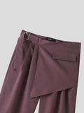 Mens Irregular Design Buckle Waist Solid Pants SKUK52250