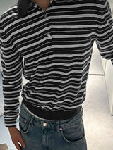 Men's Striped Turn Down Collar Long Sleeve Shirt SKUL50887