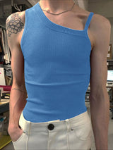 Mens Asymmetrical Strap Knit Casual Tank SKUL20225