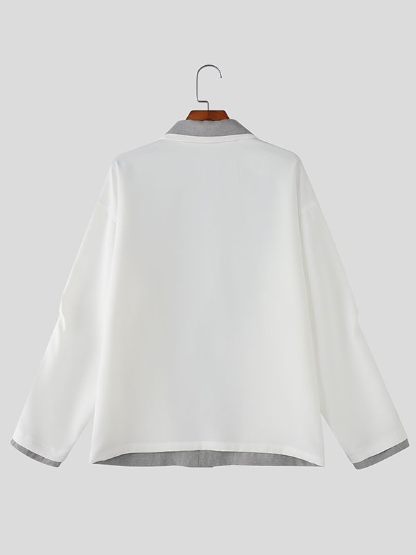 Men's Fake Two Piece Color Block Long Sleeve Jacket SKUL36468