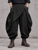 [Pre-order]Men's Avant-Garde Darkwear City Walk Asymmetric Wrap Apron Corduroy Harem Pant SKUL88492