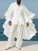 Men's Cape Patchwork Faux Two-Piece Long Sleeve Shirt SKUL32882