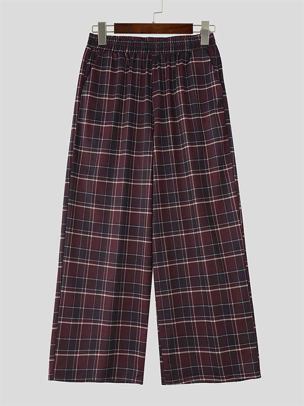 Men's Plaid Wide Leg Casual Pant SKUL28236