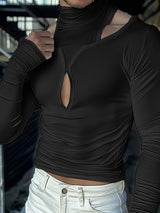 Mens Hollow-Out Knit Long-Sleeve T-Shirt SKUK80609