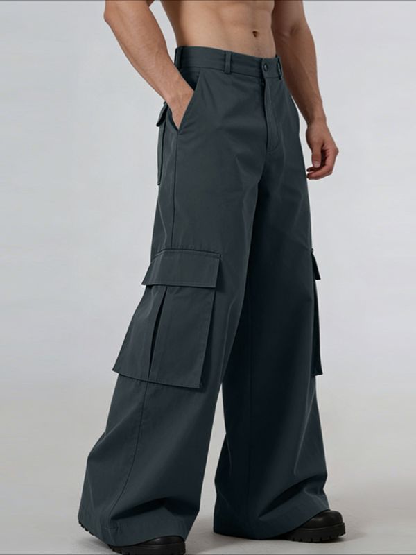 Men's Avant-Garde Minimalist Oversized Wide Leg Flared Cargo Pant SKUL66133