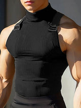 Mens Solid Color Slim-Fit Casual Tank SKUL13719