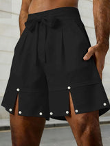 Men's Solid Color Bow Split Casual Short SKUL51763